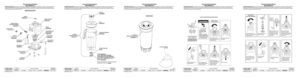 Diagram Diagram and Parts List for HBB250-CCC  Hamilton Beach Blender